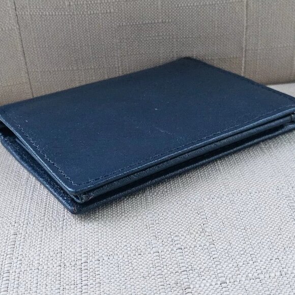 Wallet Purse Handmade Billfold Shiny Blue Genuine Leather Wallet Money Fold